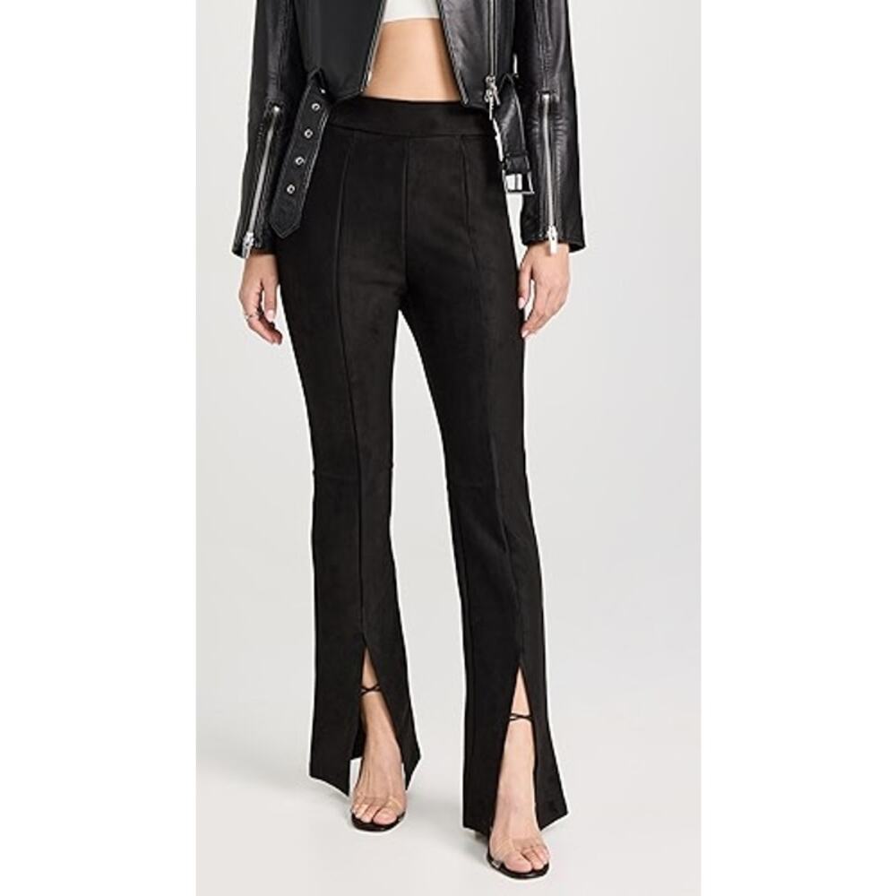 Commando Womens Black Faux Suede Split Front Pant… - image 1